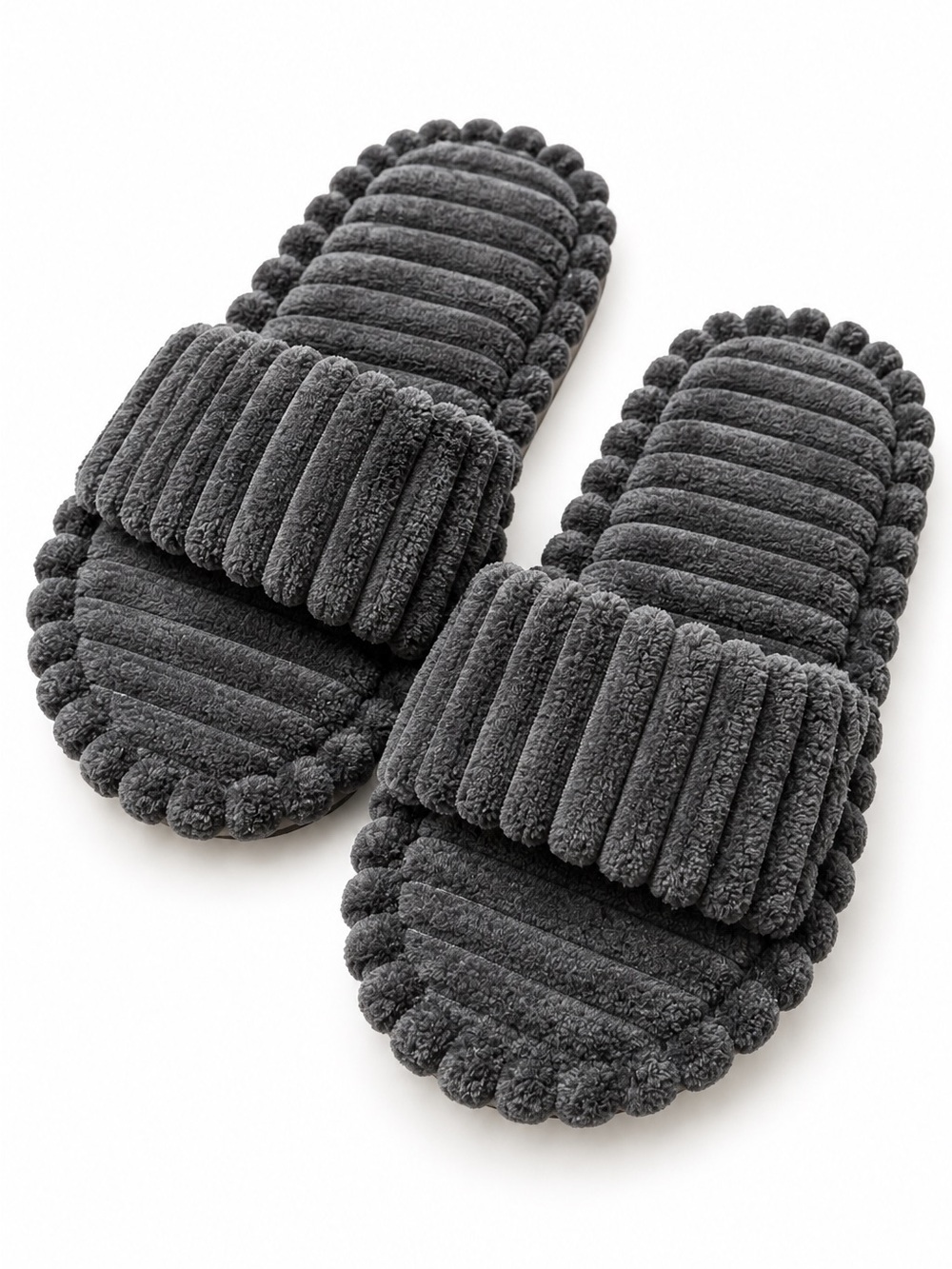 Black Fuzzy Sandal Slippers Size XL (size 9-10)